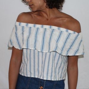 Topshop Striped Cotton Crop Top